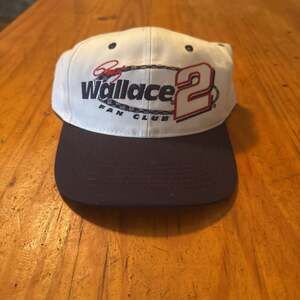 Vintage Rusty Wallace #2 Fan Club White and Navy Blue Snapback Hat